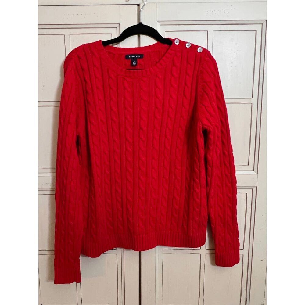 Land’s End size large red cable knit sweater